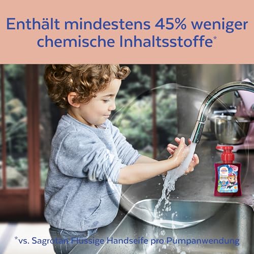 Sagrotan Kids Samt-Schaumseife mit Aloe Vera – Paw Patrol Edition für farbenfrohen Spaß im Bad – 6 x 250 ml