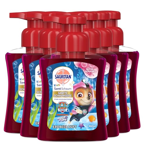 Sagrotan Kids Samt-Schaumseife mit Aloe Vera – Paw Patrol Edition für farbenfrohen Spaß im Bad – 6 x 250 ml