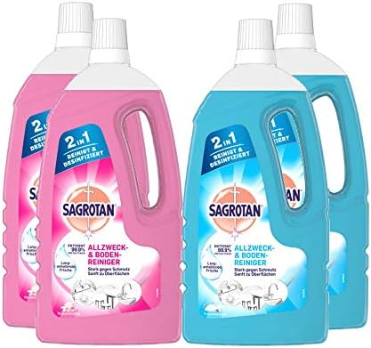 Sagrotan Allzweck-Reiniger Set mit 4 x 1,5l - Frischetraum & Blütenfrische für gründliche Oberflächenreinigung