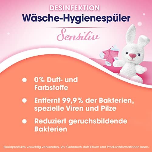 Sagrotan Wäsche-Hygienespüler Sensitiv – Effiziente Desinfektion für frische Wäsche im Vorteilspack (5 x 1,2 l)
