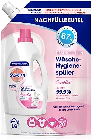 Sagrotan Wäsche-Hygienespüler Sensitiv – Effiziente Desinfektion für frische Wäsche im Vorteilspack (5 x 1,2 l)
