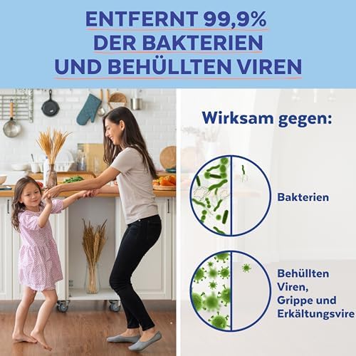 Sagrotan Küchen-Allzweck-Reiniger Zitrone – 2in1 Desinfektionsmittel für hygienische Küchenflächen – 4 x 750 ml Sprühfla