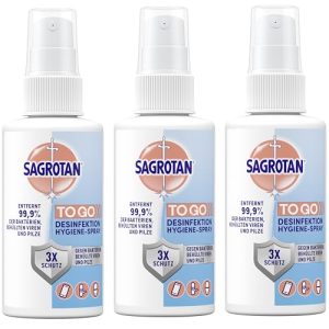 Sagrotan To Go Hygiene Pumpspray – Effektives Desinfektionsmittel für Textilien & Oberflächen – 3 x 100 ml im praktische